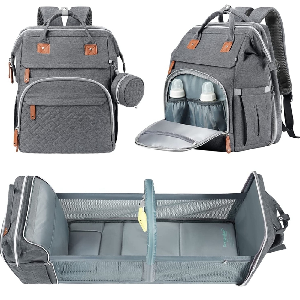 NWT Baby Diaper Bag Backpack with Bassinet in Grey for Newborn baby nursing bag